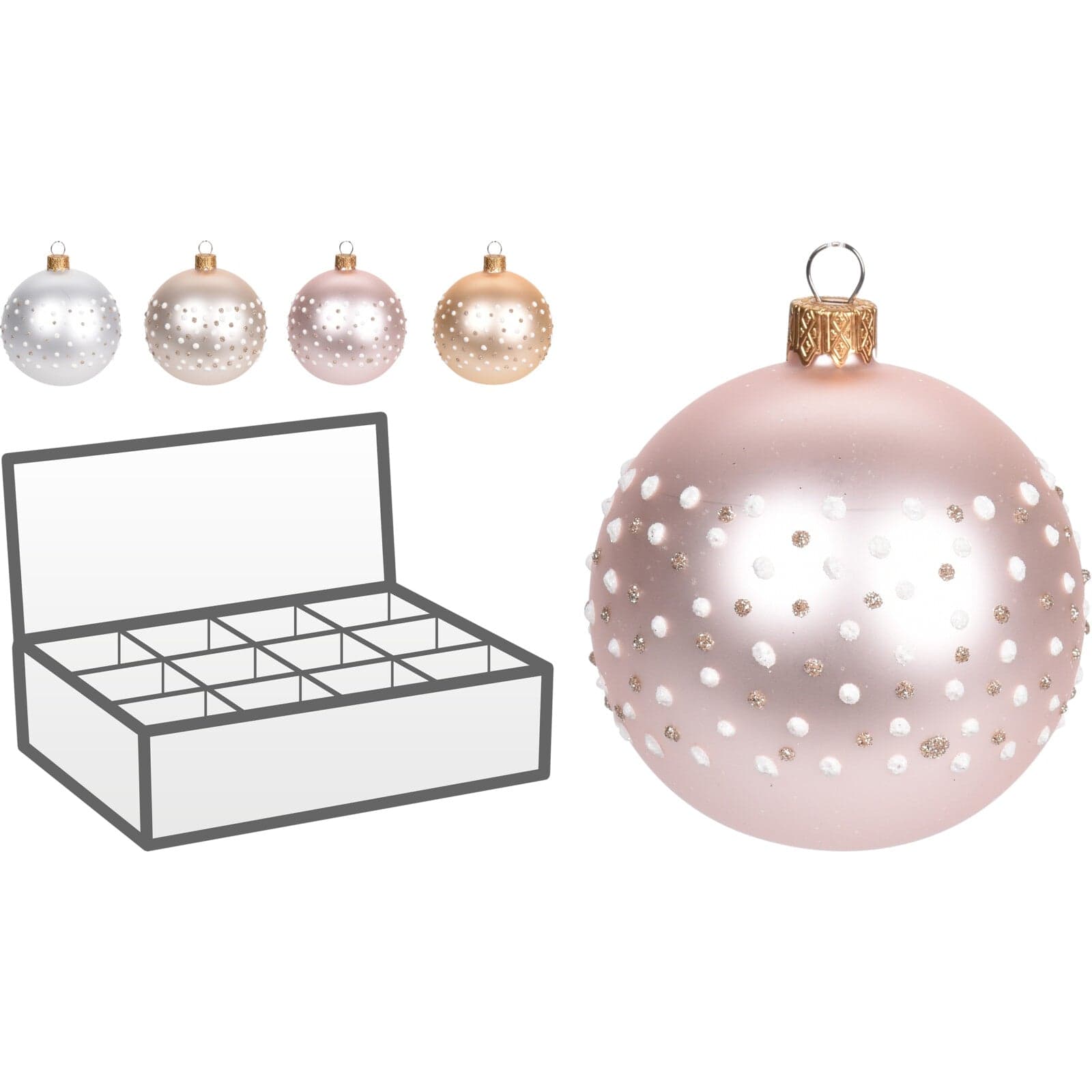 Pz 6 palline per albero di natale in vetro con Glitter da Ø 10 cm pendaglio decorato - 3