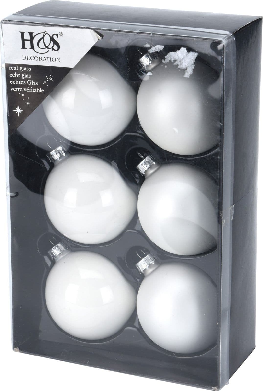 Pz 6 palline per albero di natale in vetro Bianco da Ø 6,5 cm pendaglio Natalizio - 2