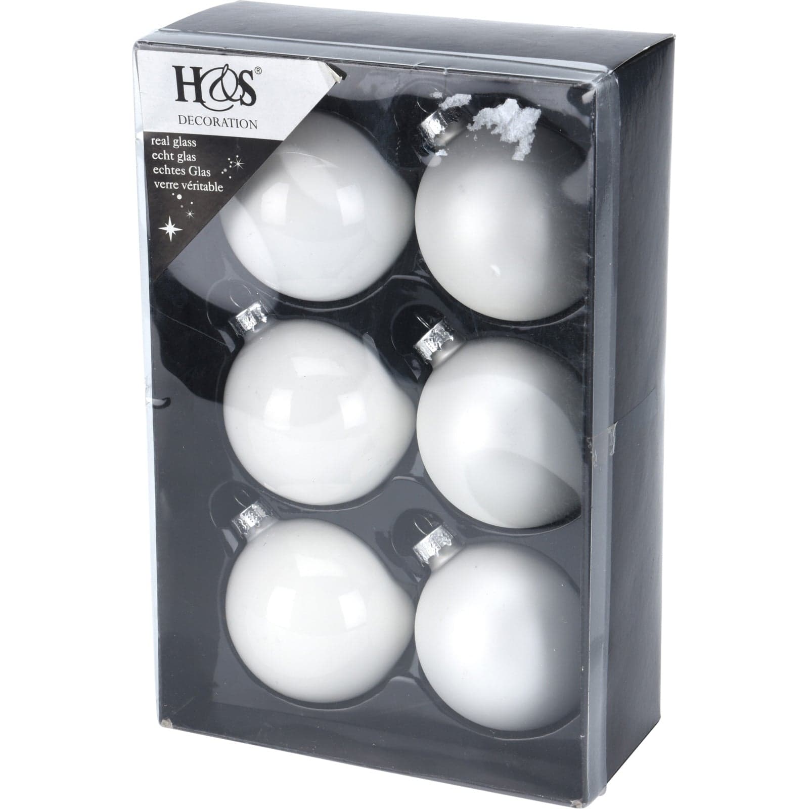 Pz 6 palline per albero di natale in vetro Bianco da Ø 6,5 cm pendaglio Natalizio - 2