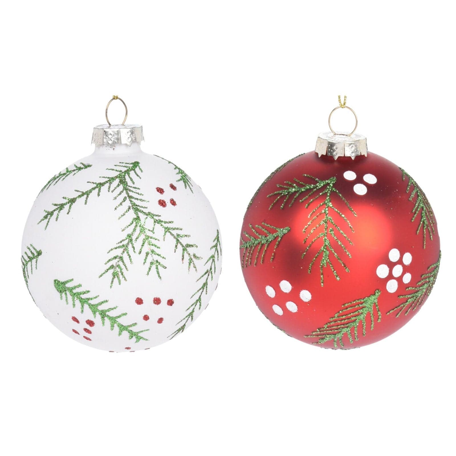 Pz 12 palline per albero di natale in vetro con glitter pendaglio decorato - 2