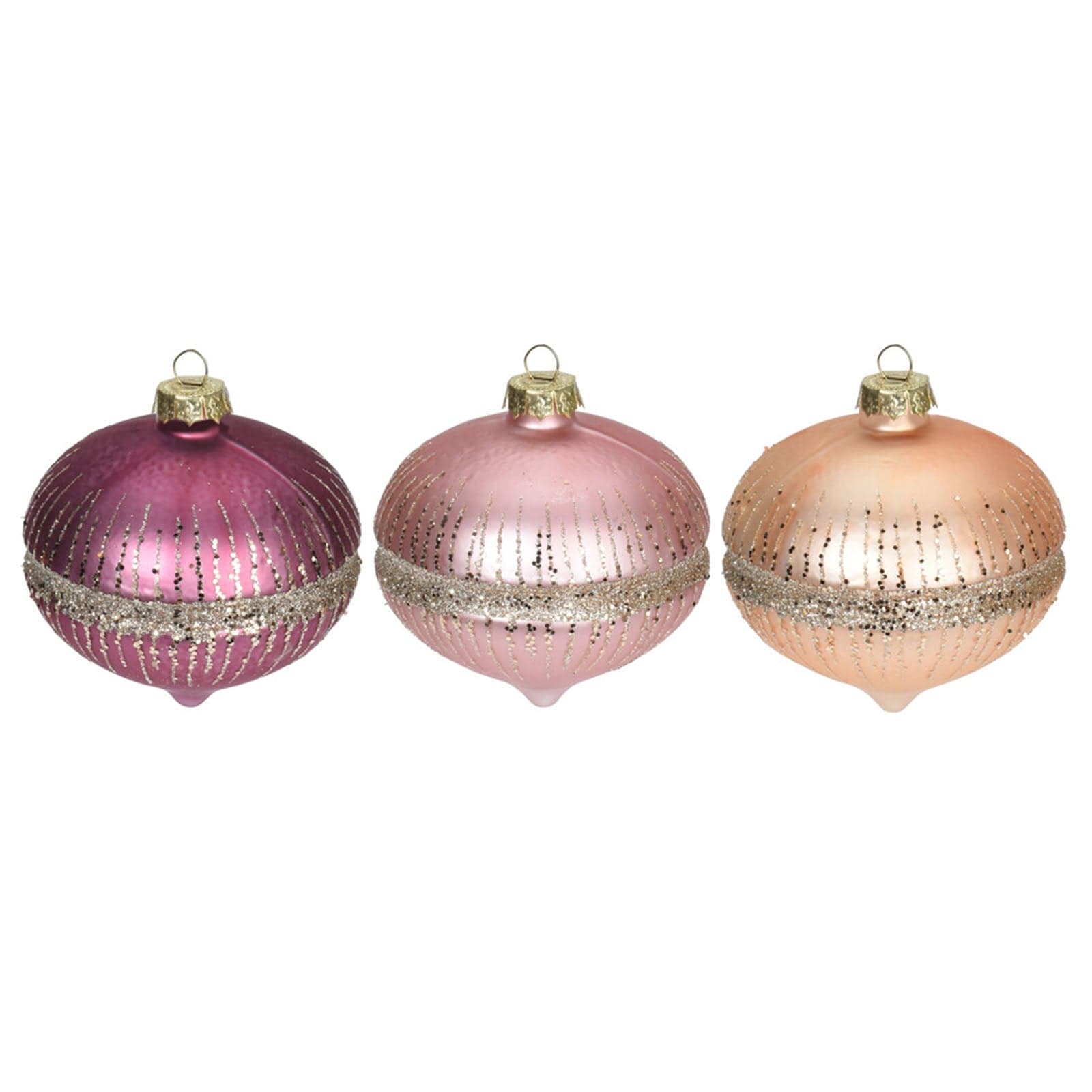 Pz 12 palline per albero di natale in vetro con glitter da Ø 8 cm pendaglio decorato - 2