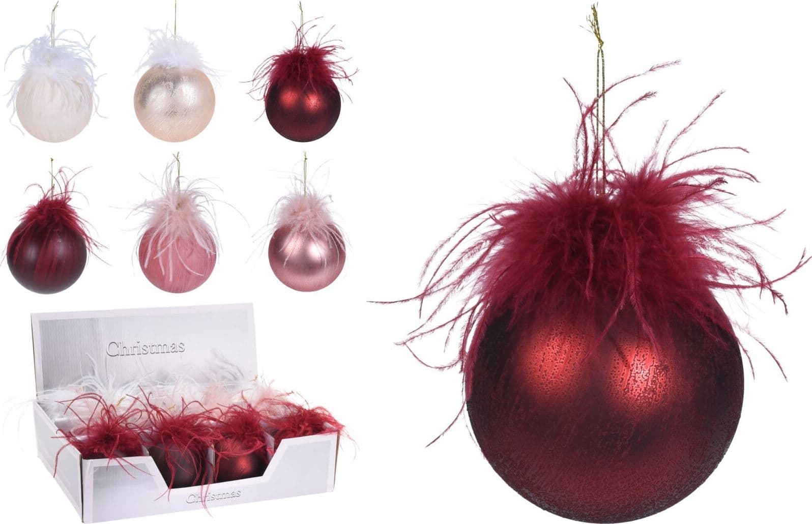 Palline per albero di natale con piume pendaglio decorato - 2