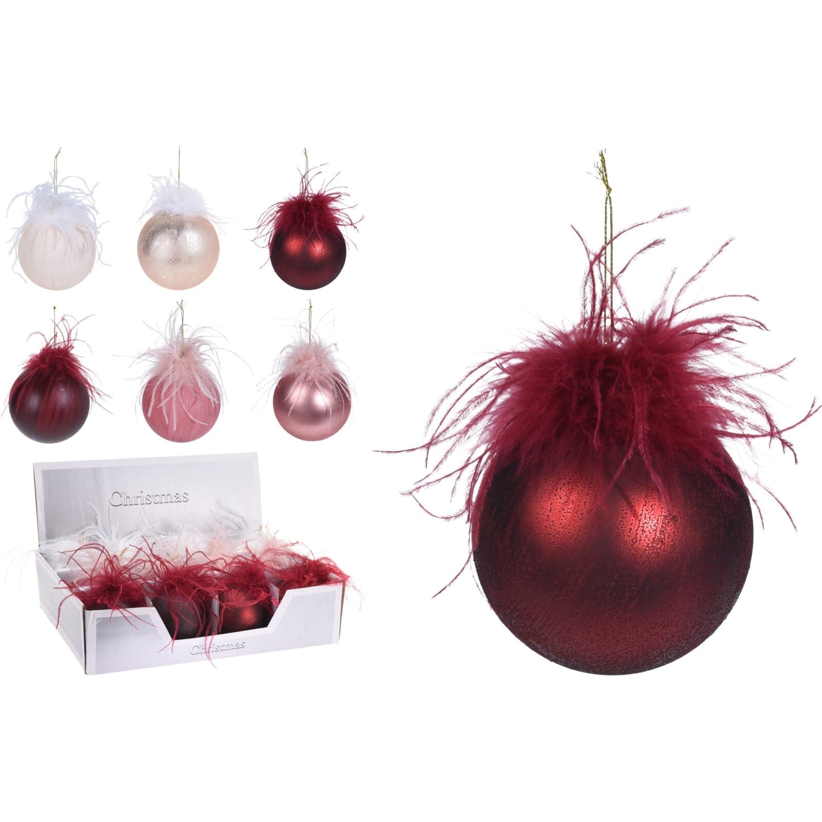 Palline per albero di natale con piume pendaglio decorato - 2