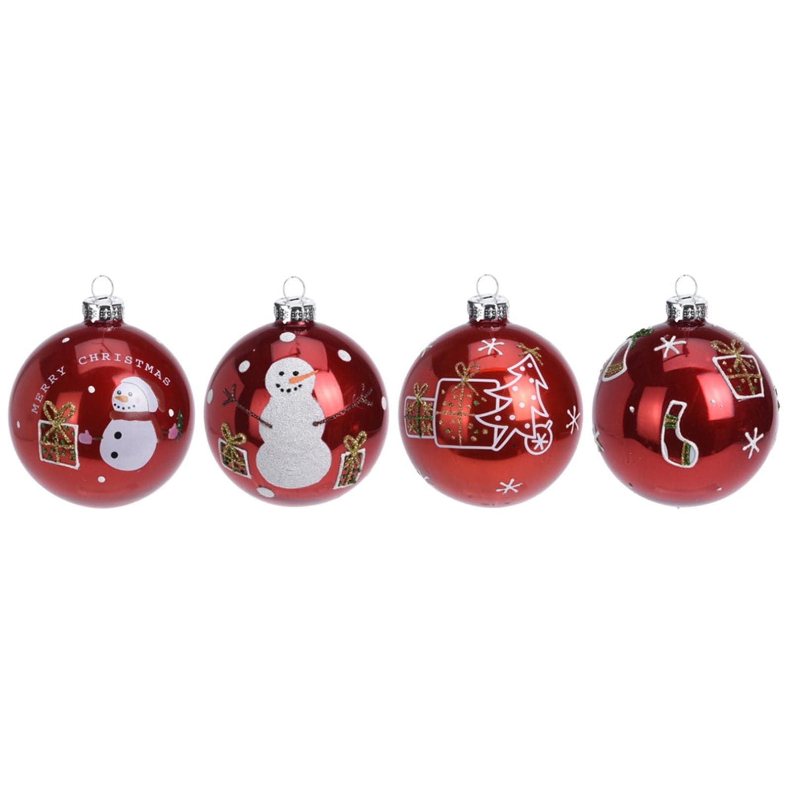Palline per albero di natale in vetro Rosso da Ø 8 cm pendaglio decorato, 12 Pezzi - 2