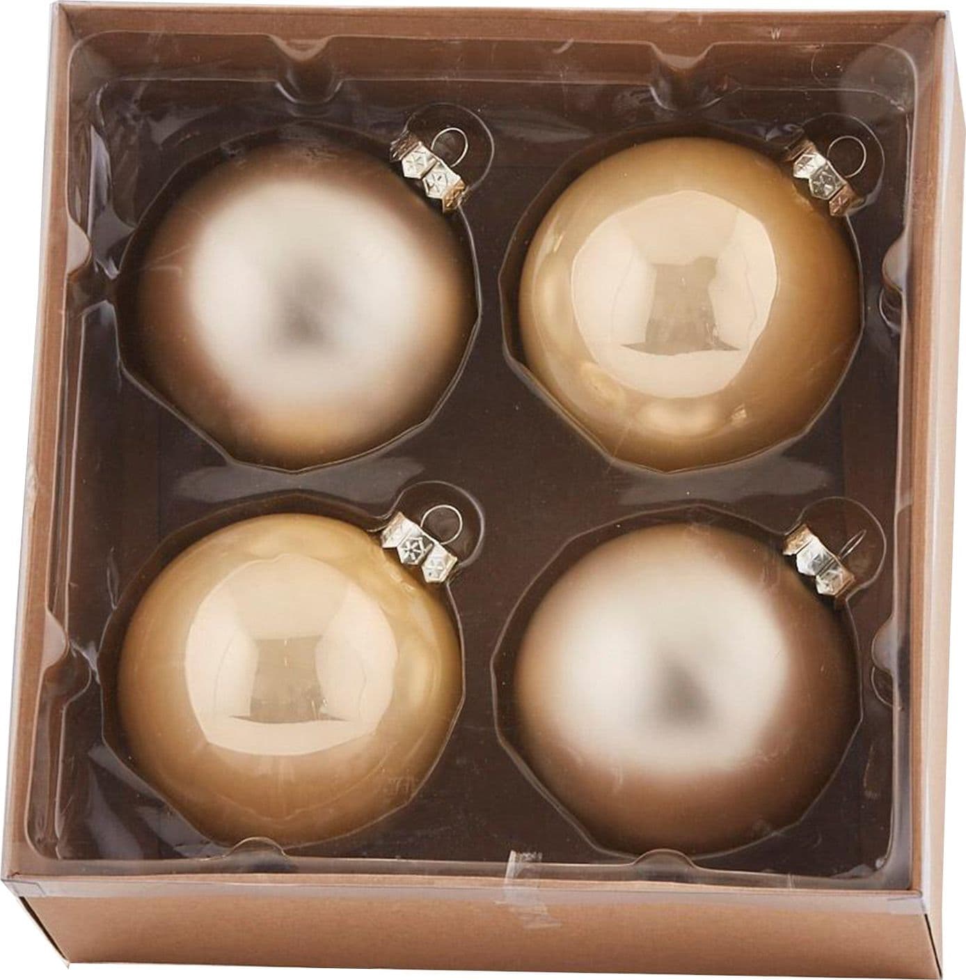 4 Palline in vetro per albero di natale Platino, pendaglio specchiato Tinta unita - 2