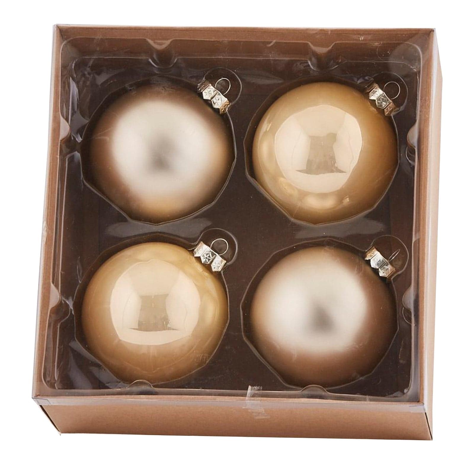 4 Palline in vetro per albero di natale Platino, pendaglio specchiato Tinta unita - 2