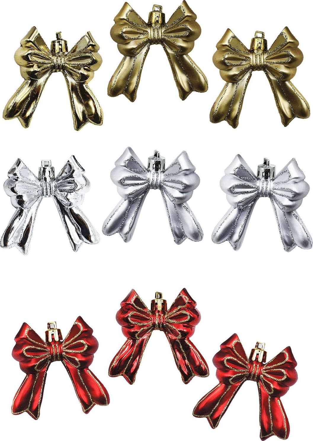 Fiocchetti pendenti lucidi e opachi con Glitter decorazione per albero da 7 cm - 4