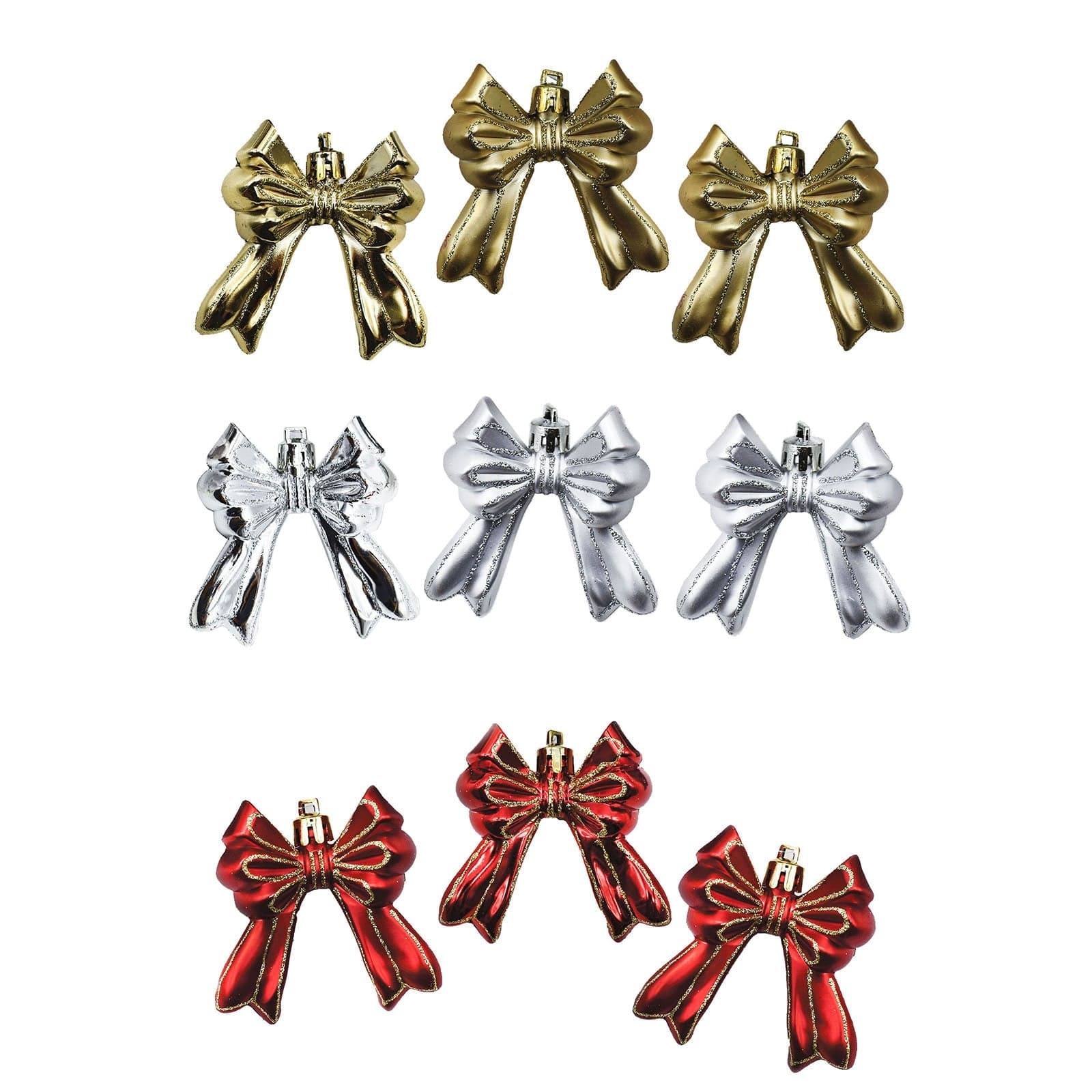 Fiocchetti pendenti lucidi e opachi con Glitter decorazione per albero da 7 cm - 4