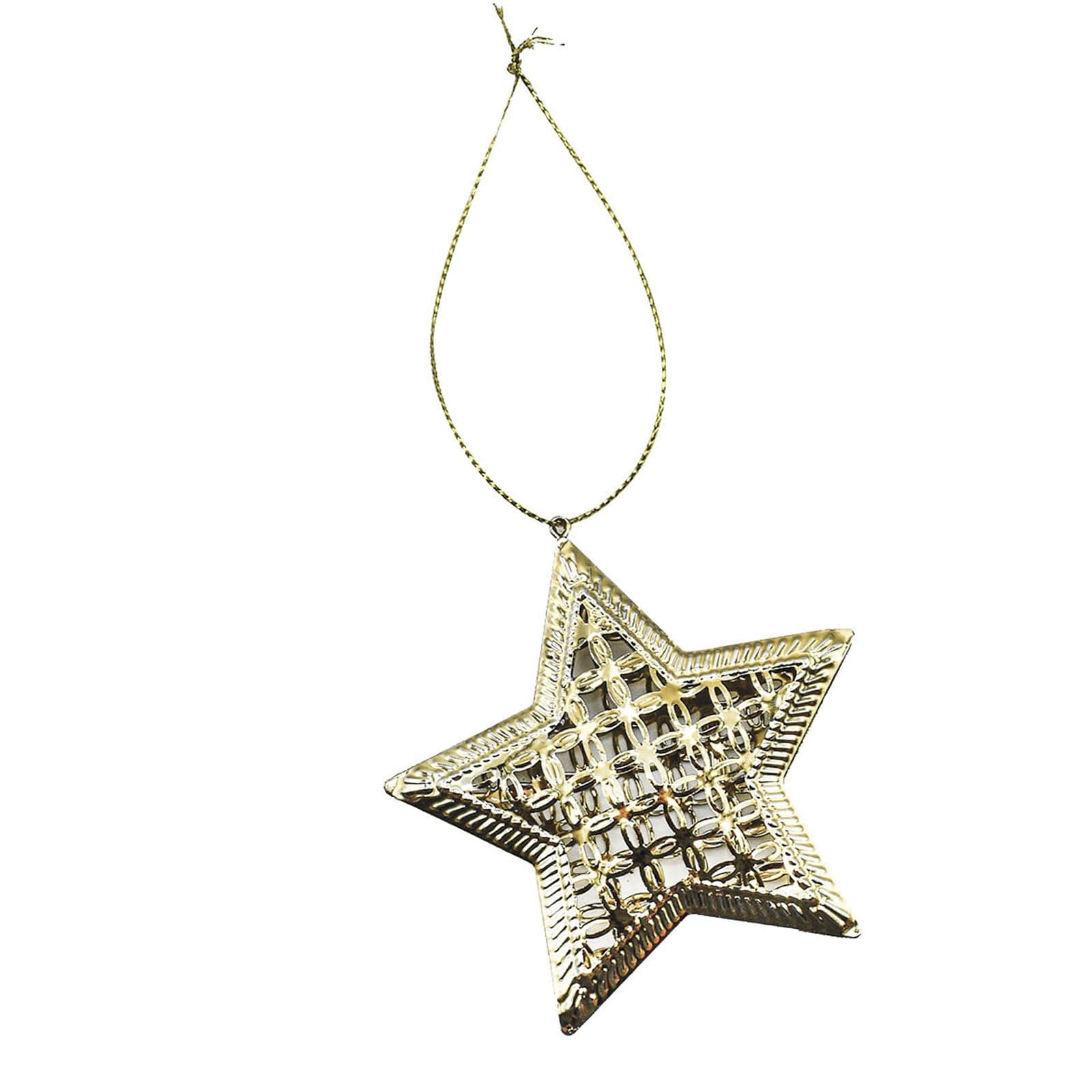 Pendente natalizio in metallo color oro  h 9 cm per albero di Natale - 3