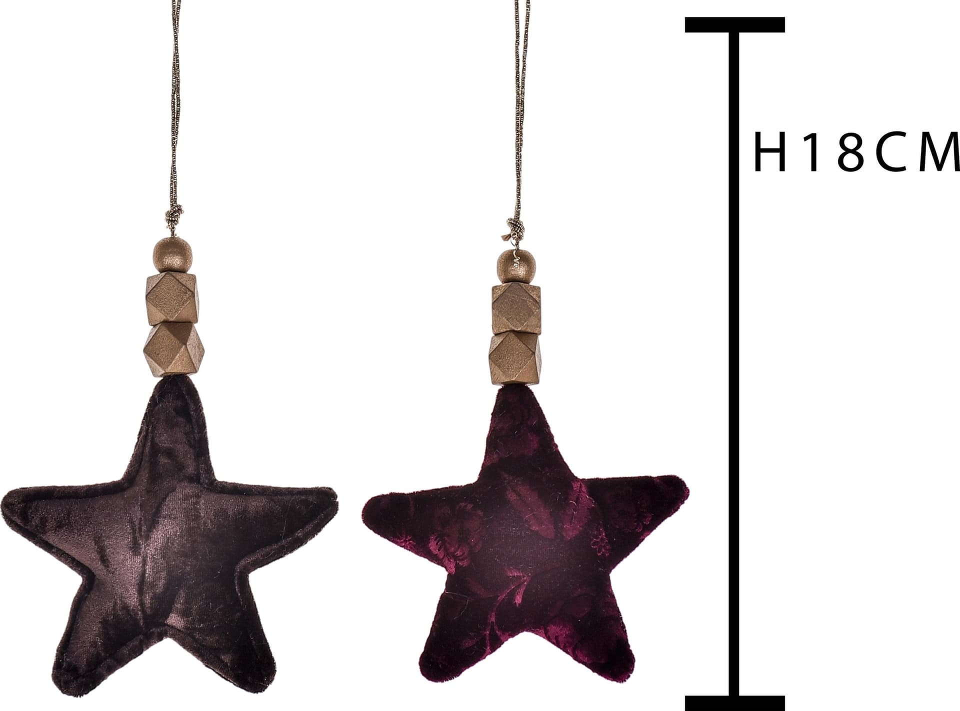 Stella in velluto decorazione natalizia pendaglio per albero di natale h 18 cm - 3
