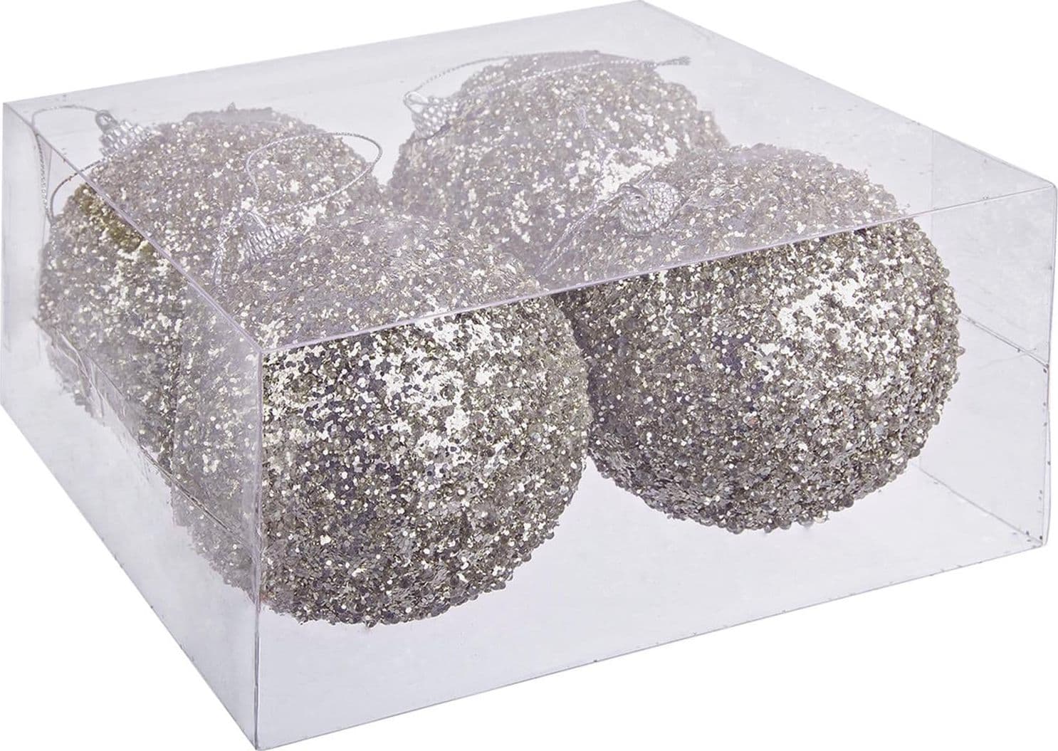 Set Palline in Polistirolo "Christie" Argento tinta unita per albero di Natale moderno Ø 10 cm - 3