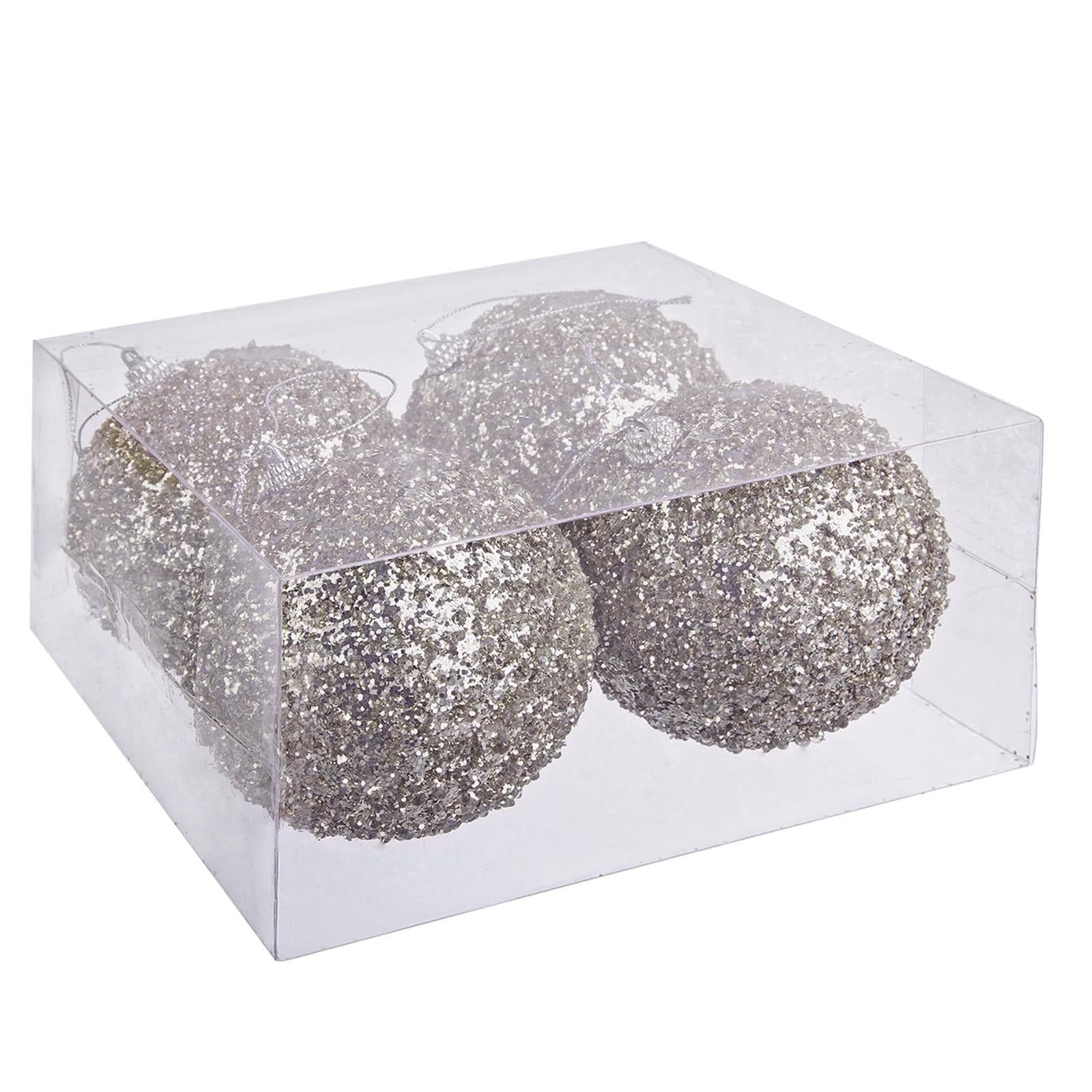 Set Palline in Polistirolo "Christie" Argento tinta unita per albero di Natale moderno Ø 10 cm - 3