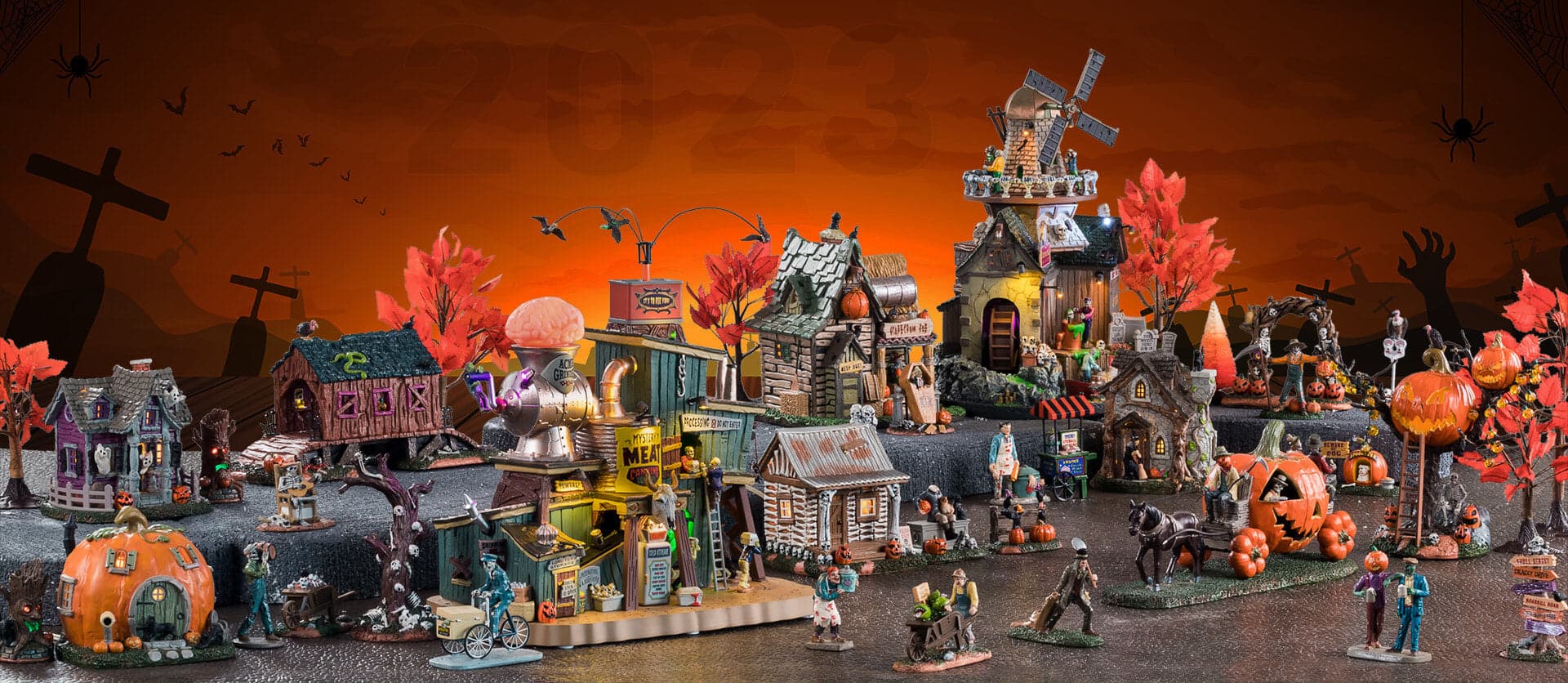 Decorazione "Isola di Jacks inquietanti" per Villaggio di Natale e presepe, in Resina da h 26 cm - 2