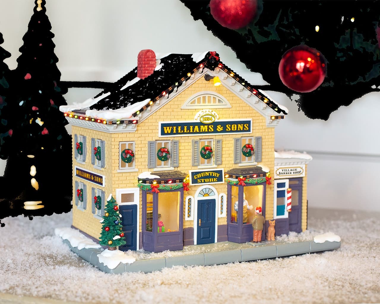 Decorazione "Williams & Sons Country Store" per Villaggio di Natale e presepe, in Resina da h 16 cm - 2