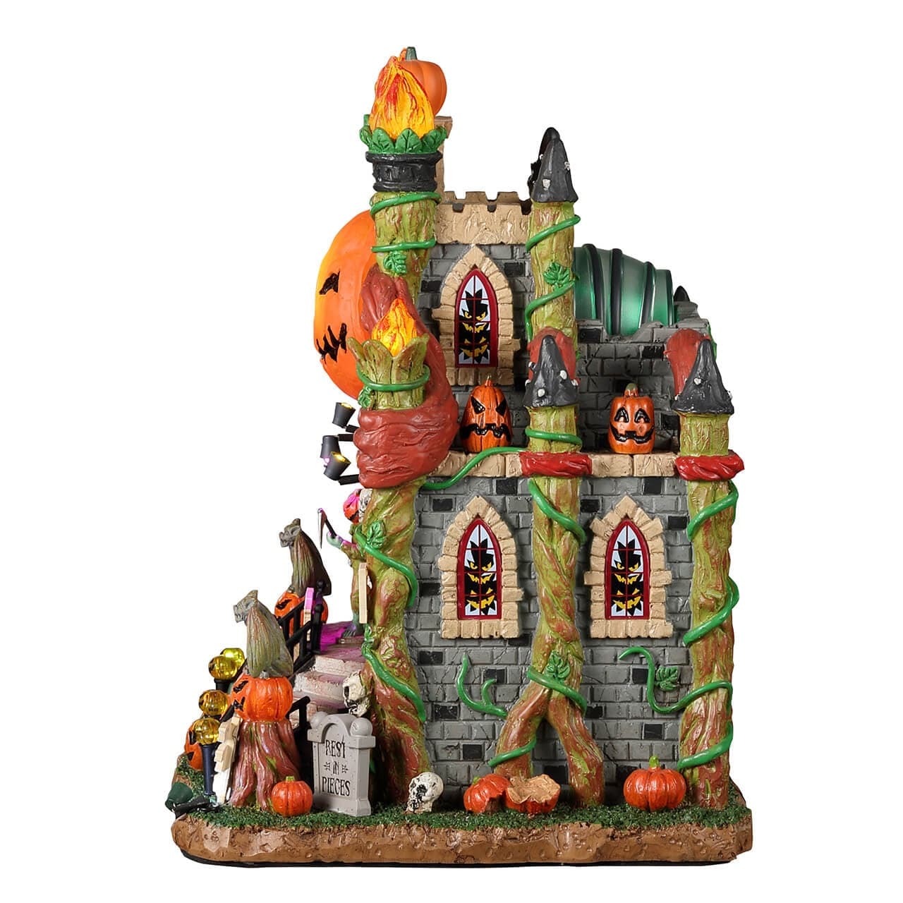 Decorazione "Crypt of the Lost Pumpkin Souls" per Villaggio di Natale e presepe, in Resina da h 17 cm - 3