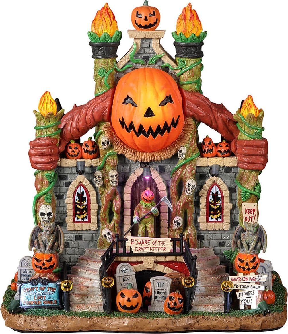 Decorazione "Crypt of the Lost Pumpkin Souls" per Villaggio di Natale e presepe, in Resina da h 17 cm - 5