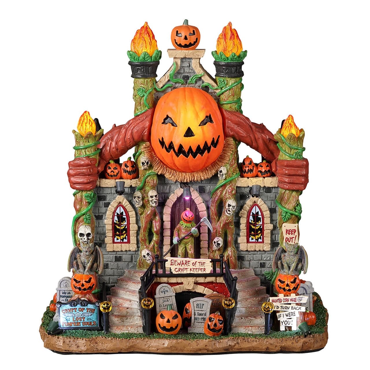 Decorazione "Crypt of the Lost Pumpkin Souls" per Villaggio di Natale e presepe, in Resina da h 17 cm - 5