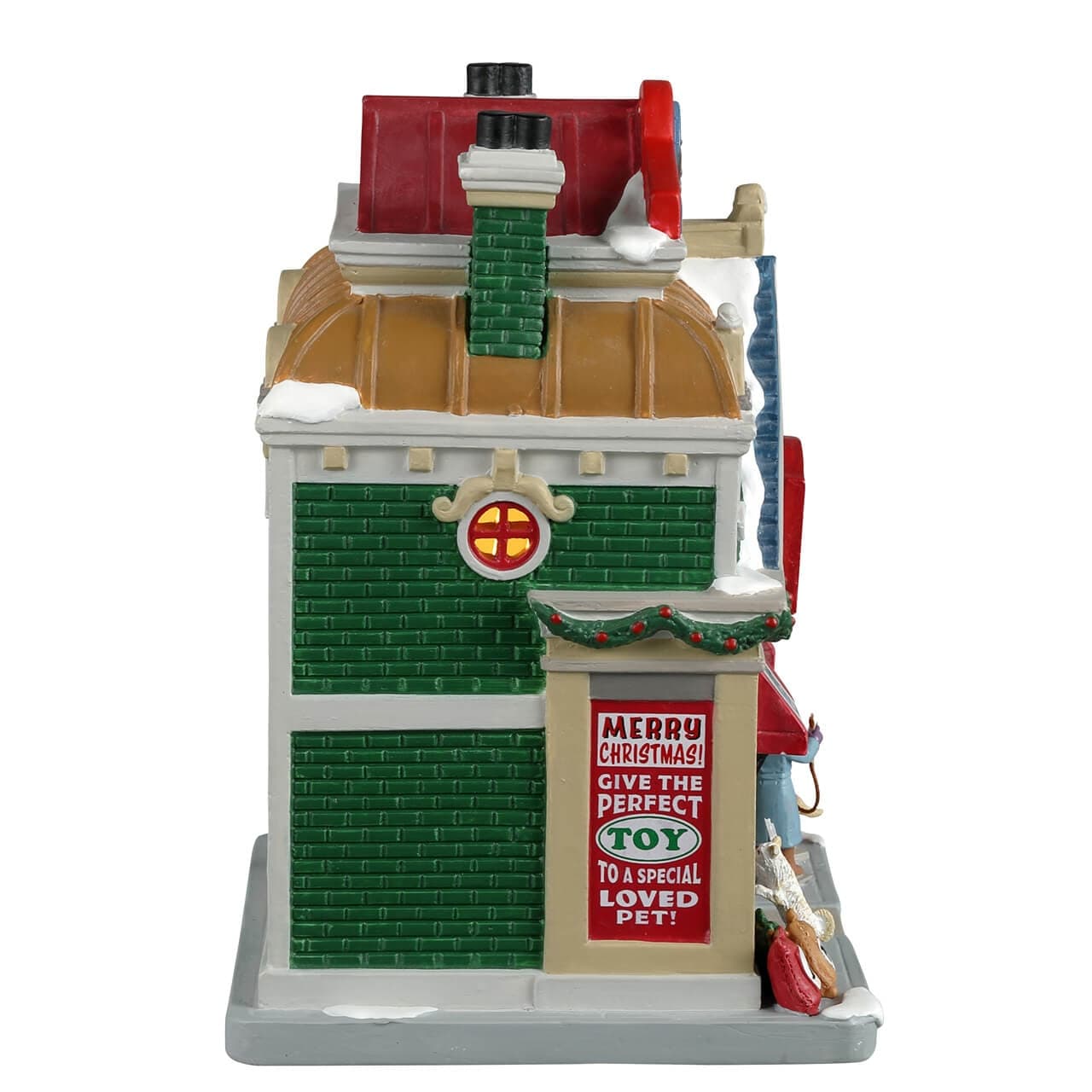 Decorazione "Il negozio di giocattoli di pelliccia e sempre" per Villaggio di Natale e presepe, in Porcellana da h 12,3 cm - 2