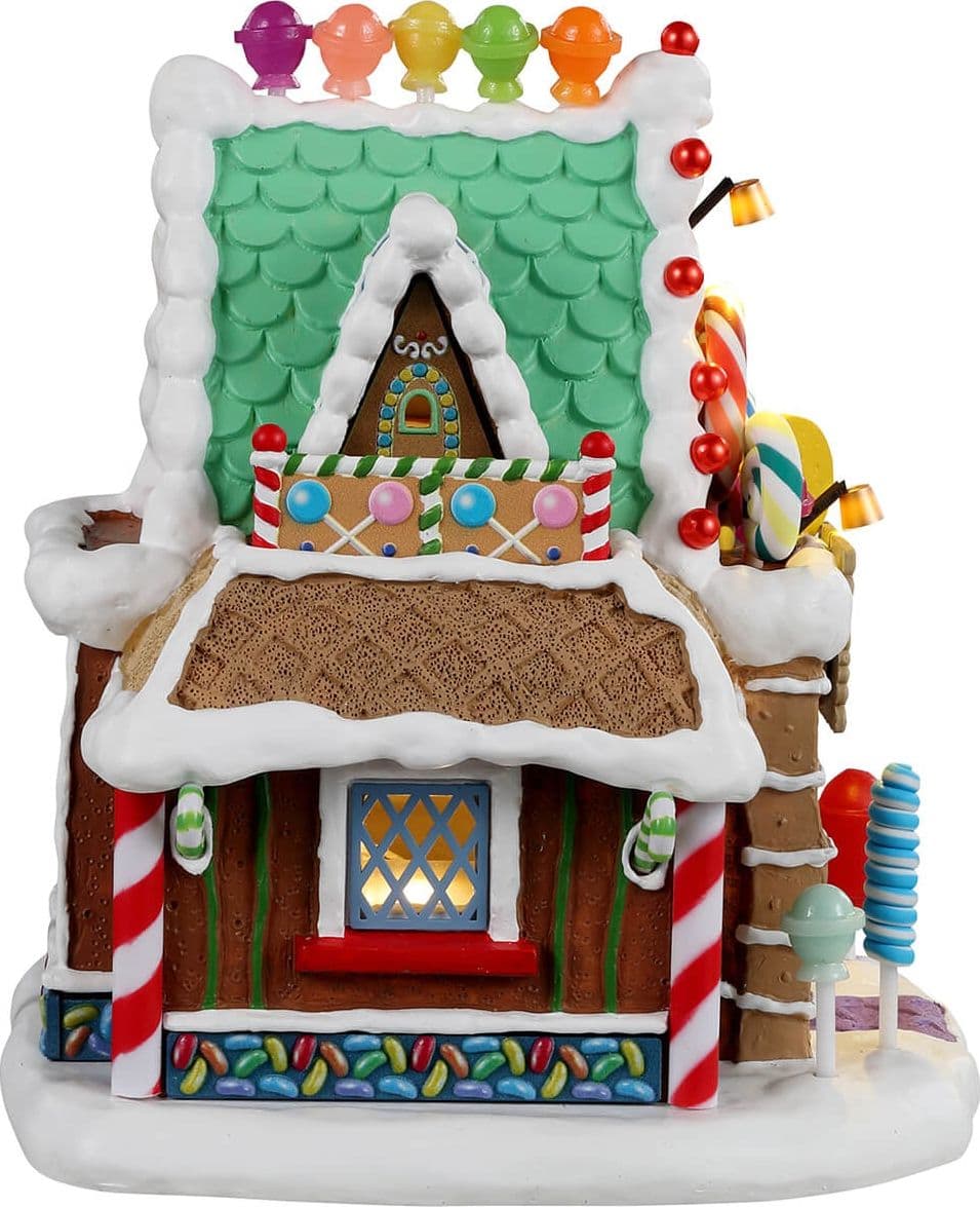 Decorazione "Il negozio di lecca -lecca" per Villaggio di Natale e presepe, in Resina da h 16,8 cm - 2