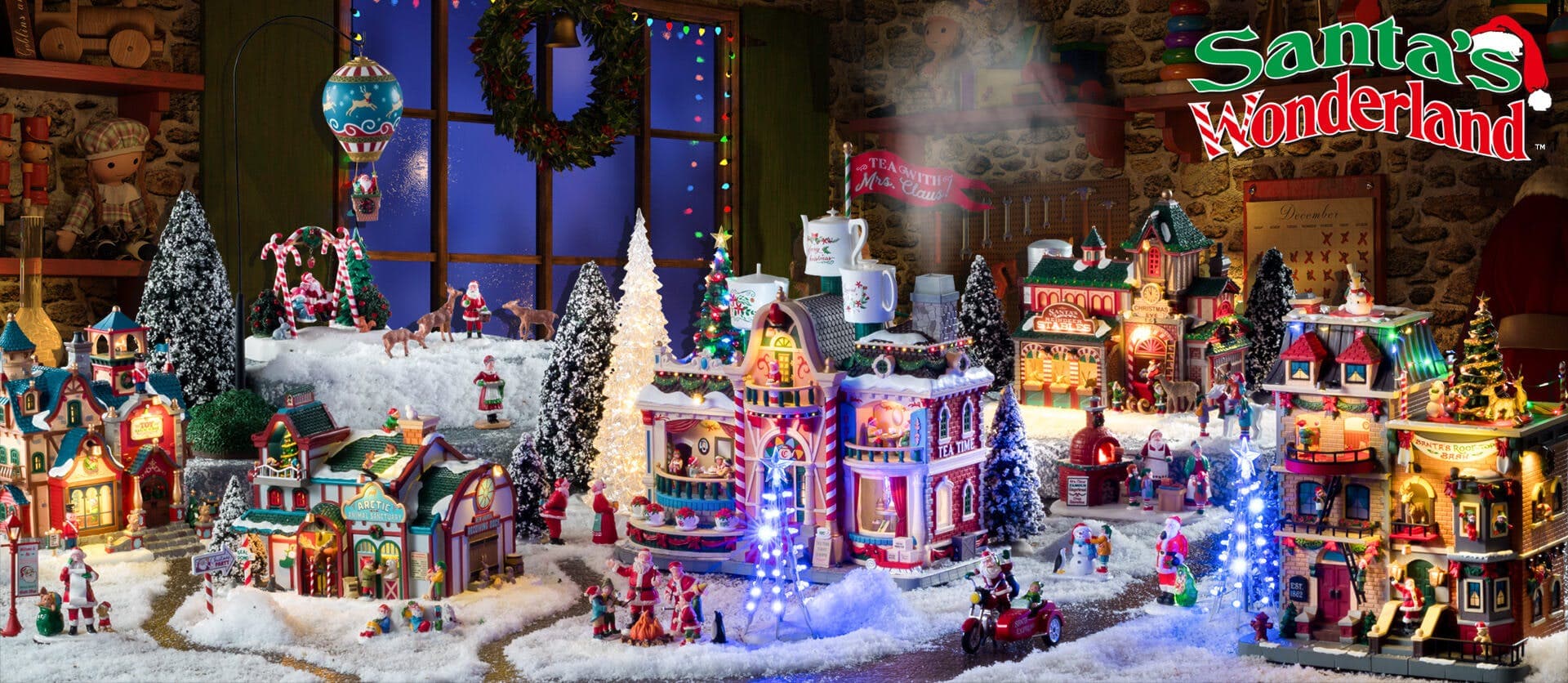 Decorazione "Polo North Fiera divertente" per Villaggio di Natale e presepe, in Resina da h 24,3 cm - 2