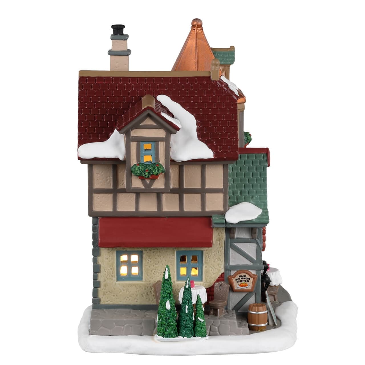 Decorazione "Schnitzelhaus di Otto" per Villaggio di Natale e presepe, in Porcellana da h 14 cm - 2