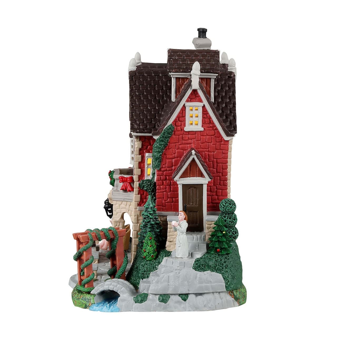 Decorazione "Riposa e rinnovati ritiro" per Villaggio di Natale e presepe, in Porcellana da h 13,5 cm - 3