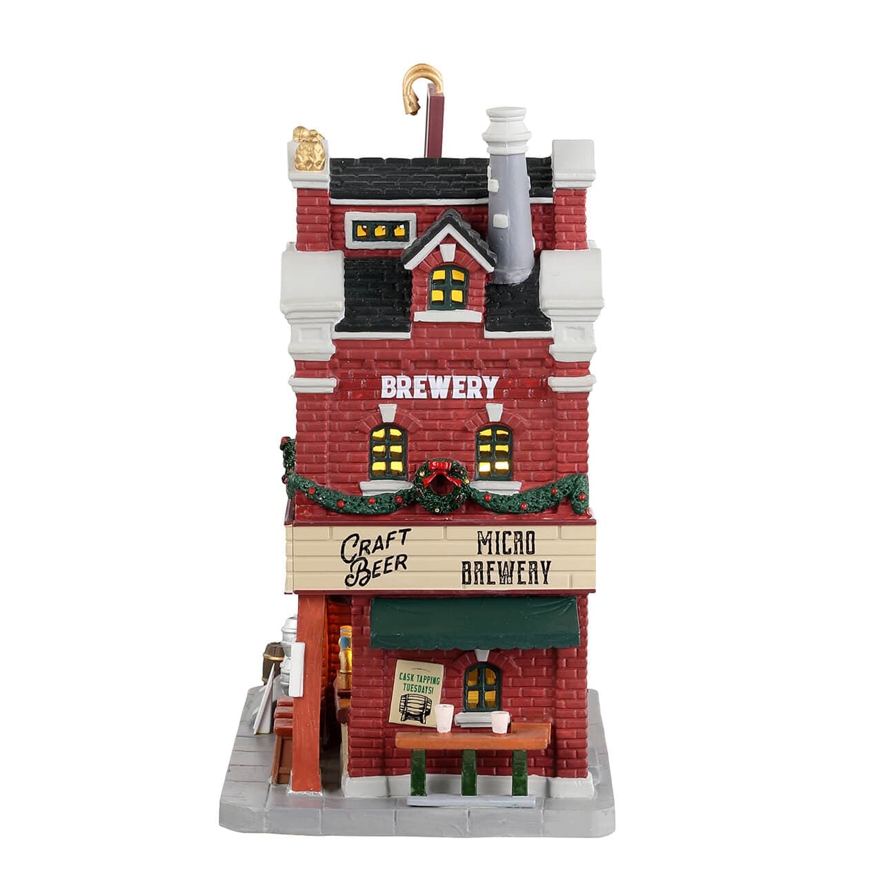 Decorazione "Derby & Sons Brewing Co." per Villaggio di Natale e presepe, in Porcellana da h 11,7 cm - 3