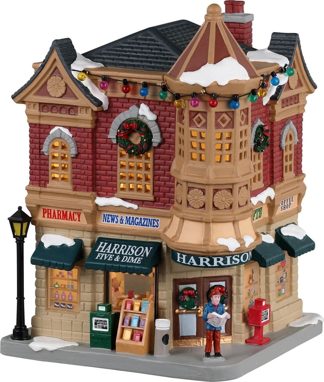 Decorazione "Harrison Five & Dime" per Villaggio di Natale e presepe, in Porcellana da h 13,9 cm