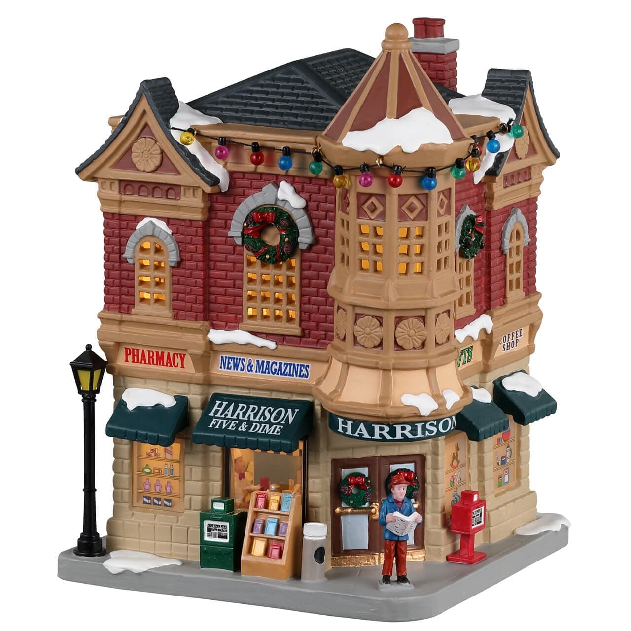 Decorazione "Harrison Five & Dime" per Villaggio di Natale e presepe, in Porcellana da h 13,9 cm