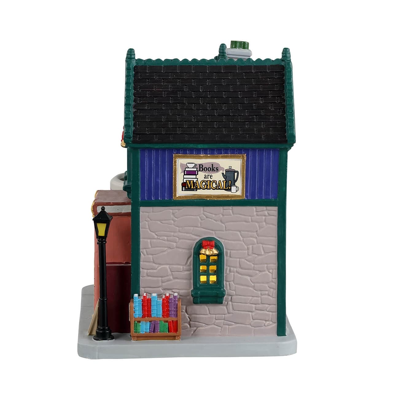 Decorazione "Café libri e birre" per Villaggio di Natale e presepe, in Porcellana da h 12,7 cm - 3