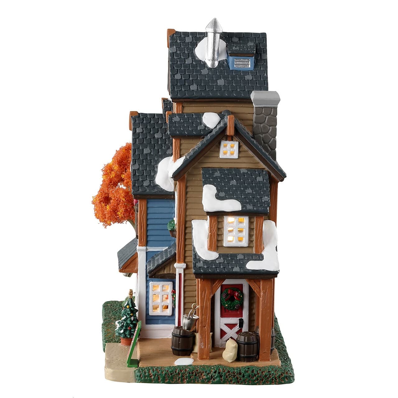 Decorazione "La felice foglia d'acero" per Villaggio di Natale e presepe, in Porcellana da h 12 cm - 3