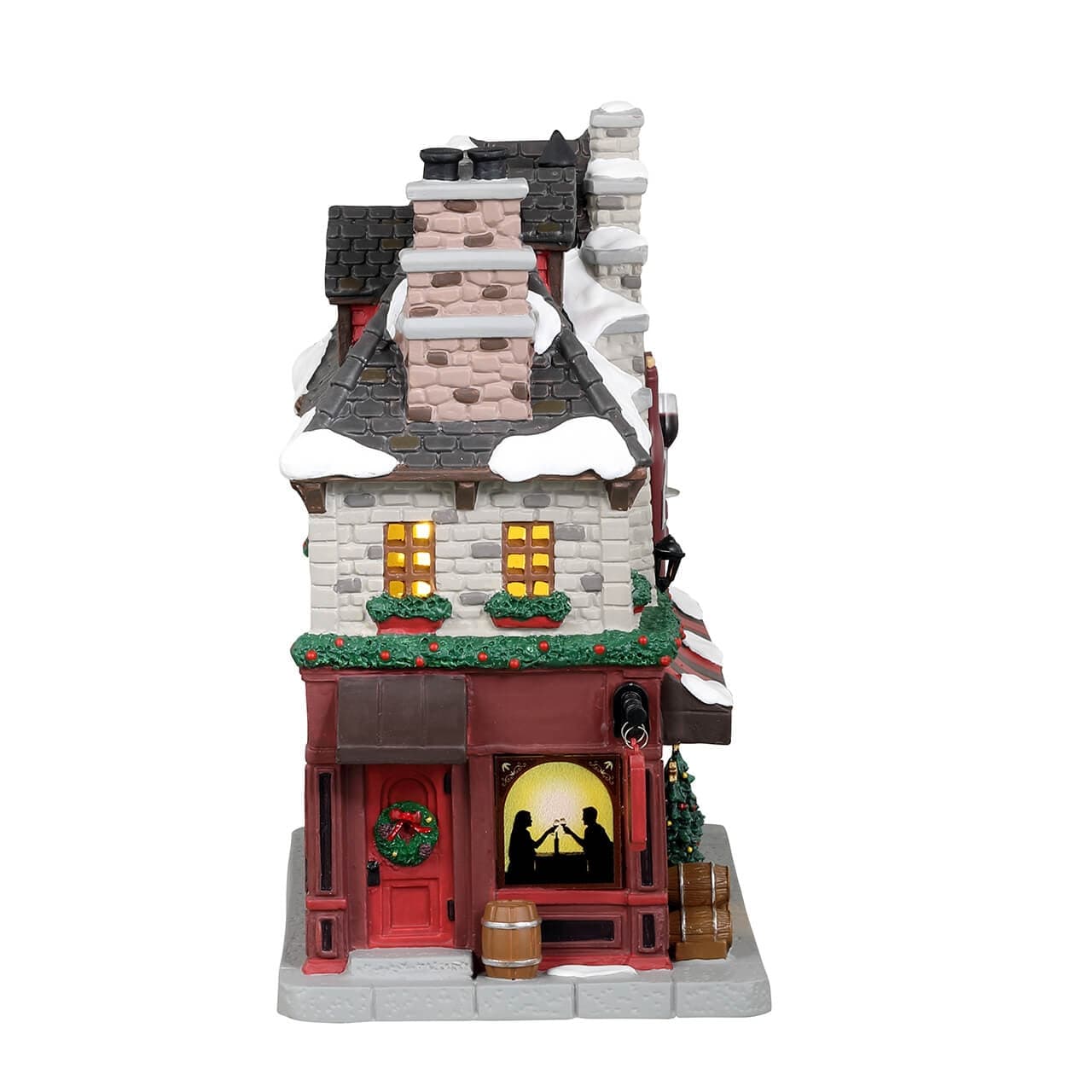 Decorazione "Carmella's Wine e" per Villaggio di Natale e presepe, in Porcellana da h 10,5 cm - 2
