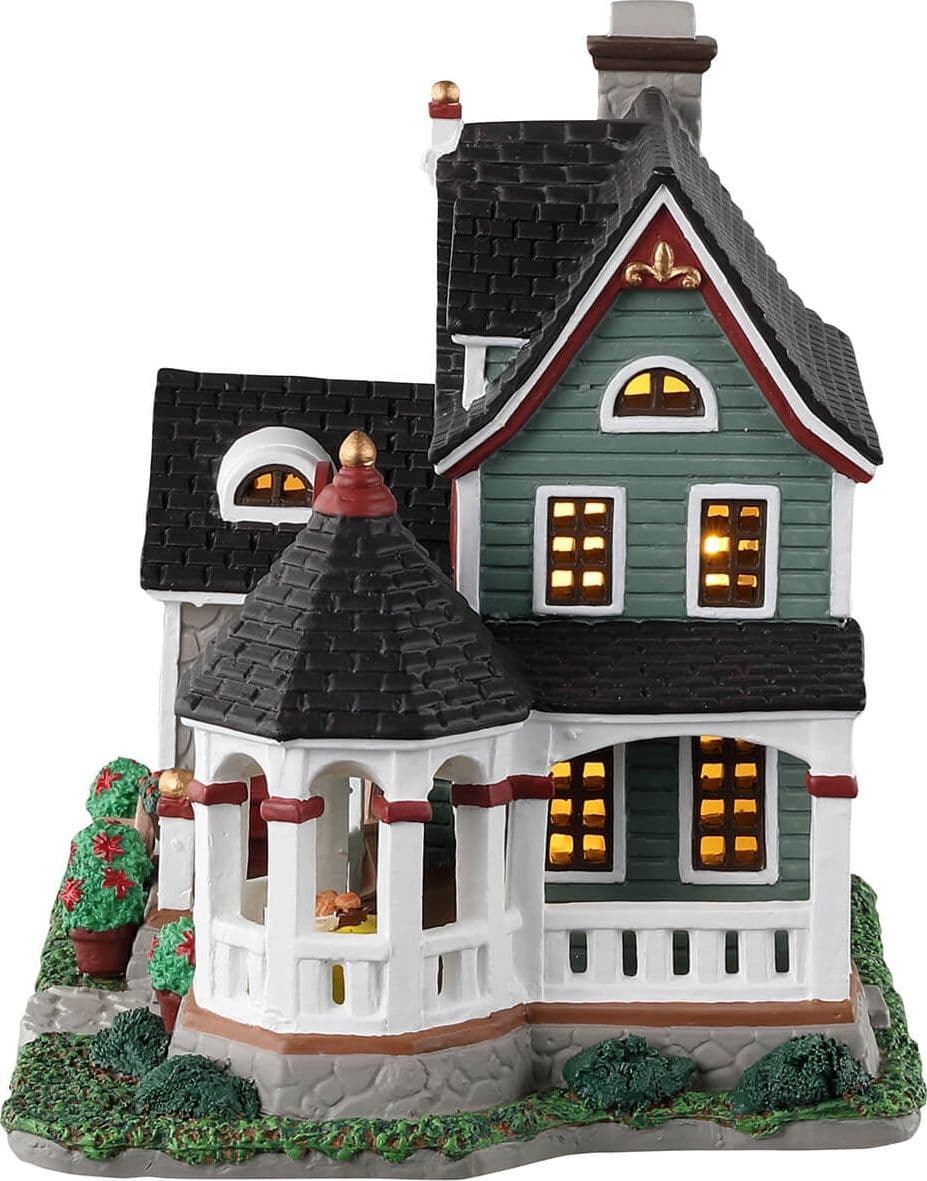 Decorazione "Lily's Bed & Breakfast" per Villaggio di Natale e presepe, in Porcellana da h 14,5 cm - 3
