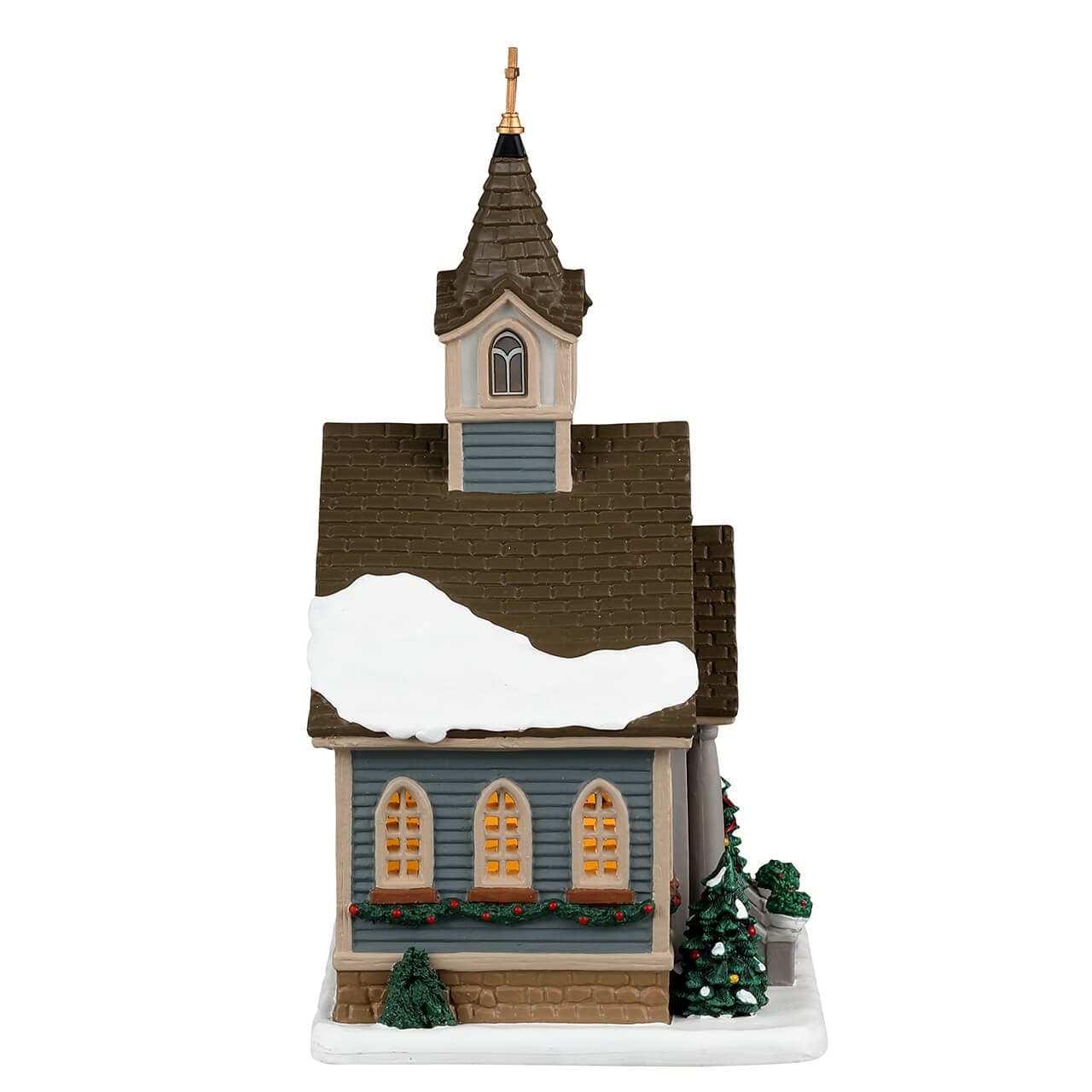 Decorazione "Chiesa della piccola città" per Villaggio di Natale e presepe, in Porcellana da h 12,8 cm - 2