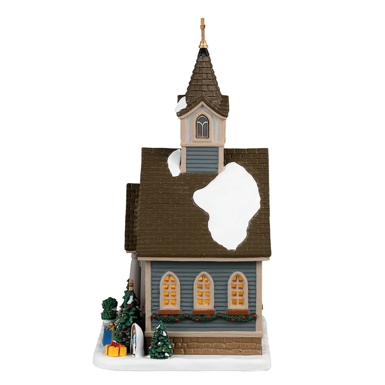 Decorazione "Chiesa della piccola città" per Villaggio di Natale e presepe, in Porcellana da h 12,8 cm - 3
