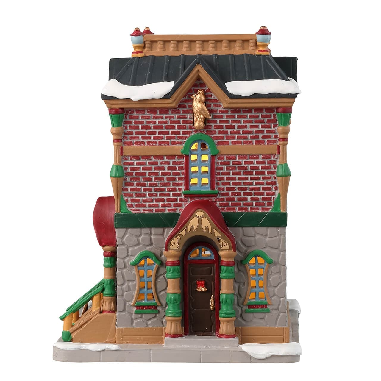 Decorazione "La pernice e la pera" per Villaggio di Natale e presepe, in Porcellana da h 14,4 cm - 2