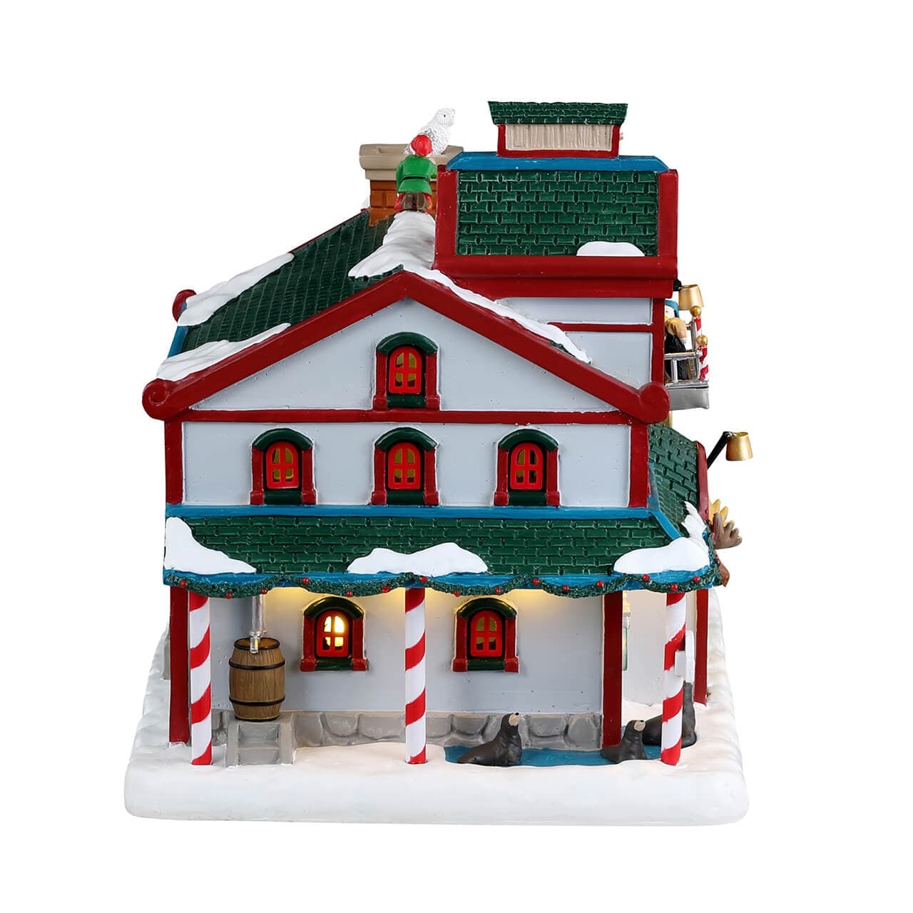 Decorazione "Santuario degli animali artici" per Villaggio di Natale e presepe, in Resina da h 16,3 cm - 2