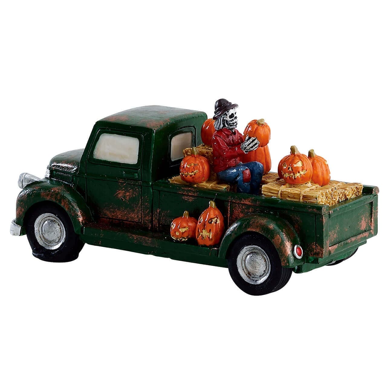 Decorazione "Truck di pickup di zucca" per Villaggio di Natale e presepe, in Resina da h 6 cm - 2