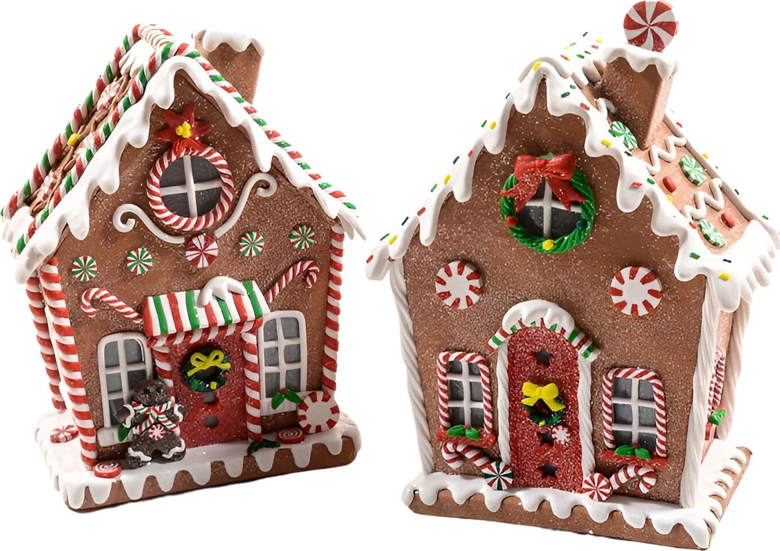 Casa di Marzapane in argilla morbida, edificio illuminato con Luci e LED, h 25 cm - 3
