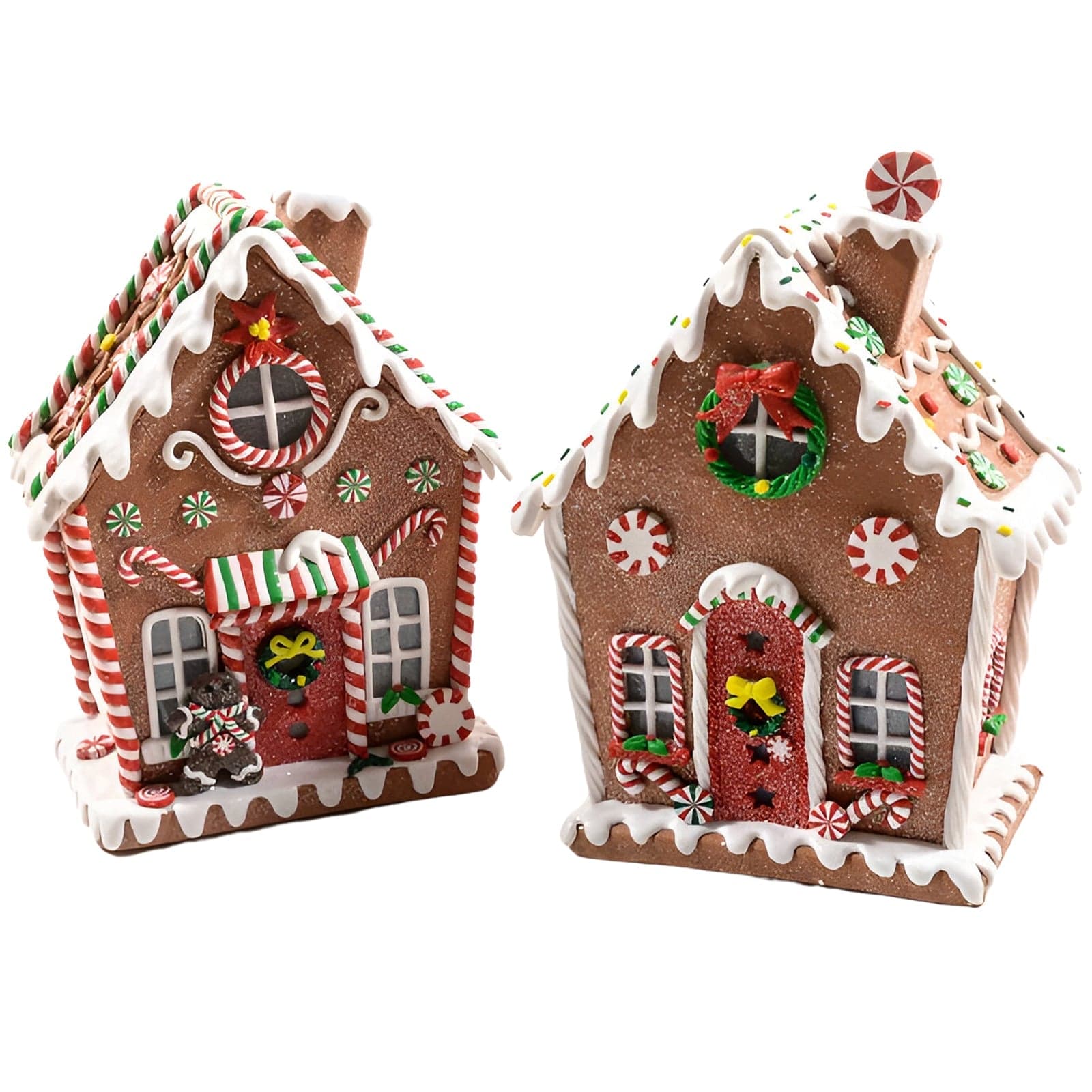 Casa di Marzapane in argilla morbida, edificio illuminato con Luci e LED, h 25 cm - 3