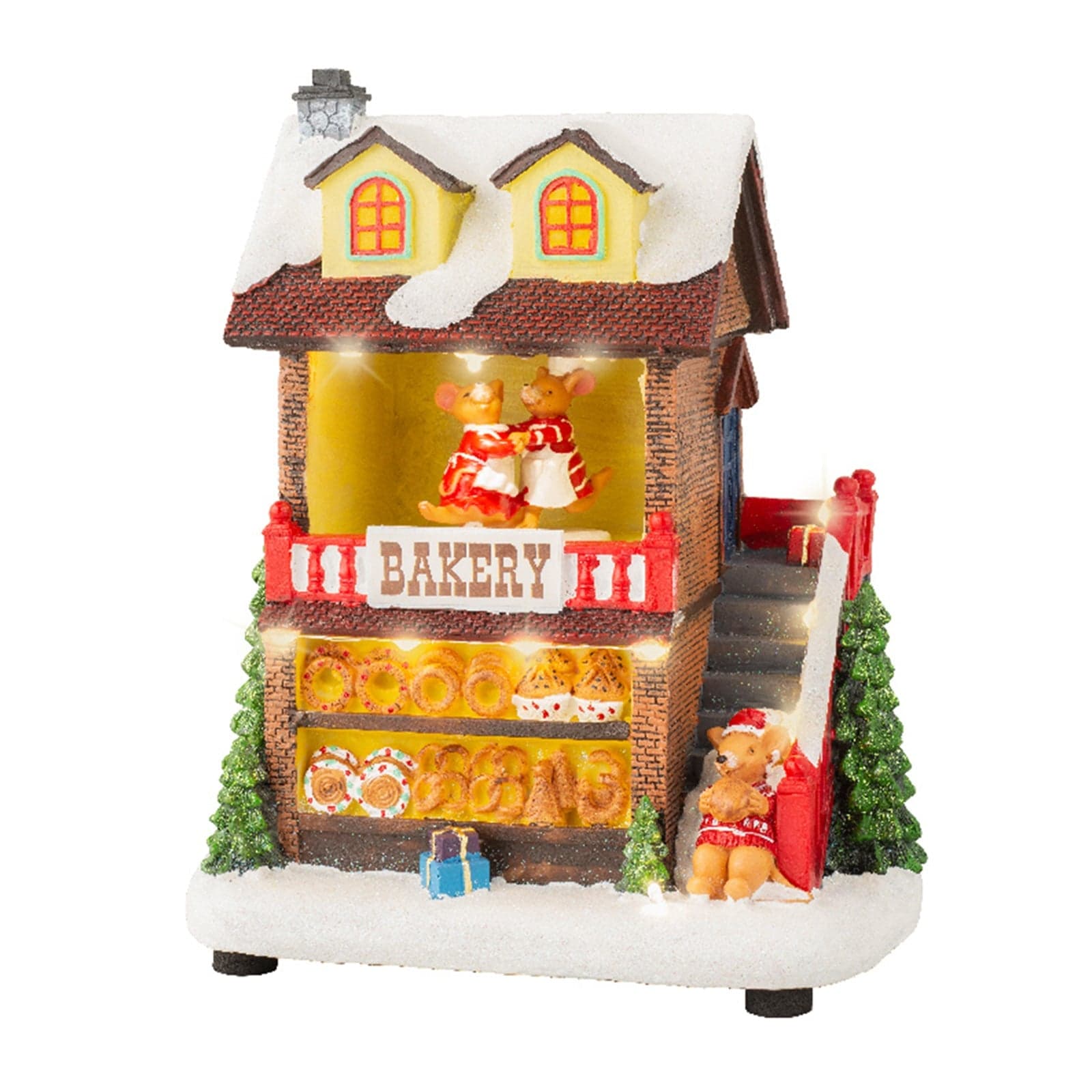 Scena animata "Pasticceria" per villaggio di Natale con personaggi h 21.5 cm - 2