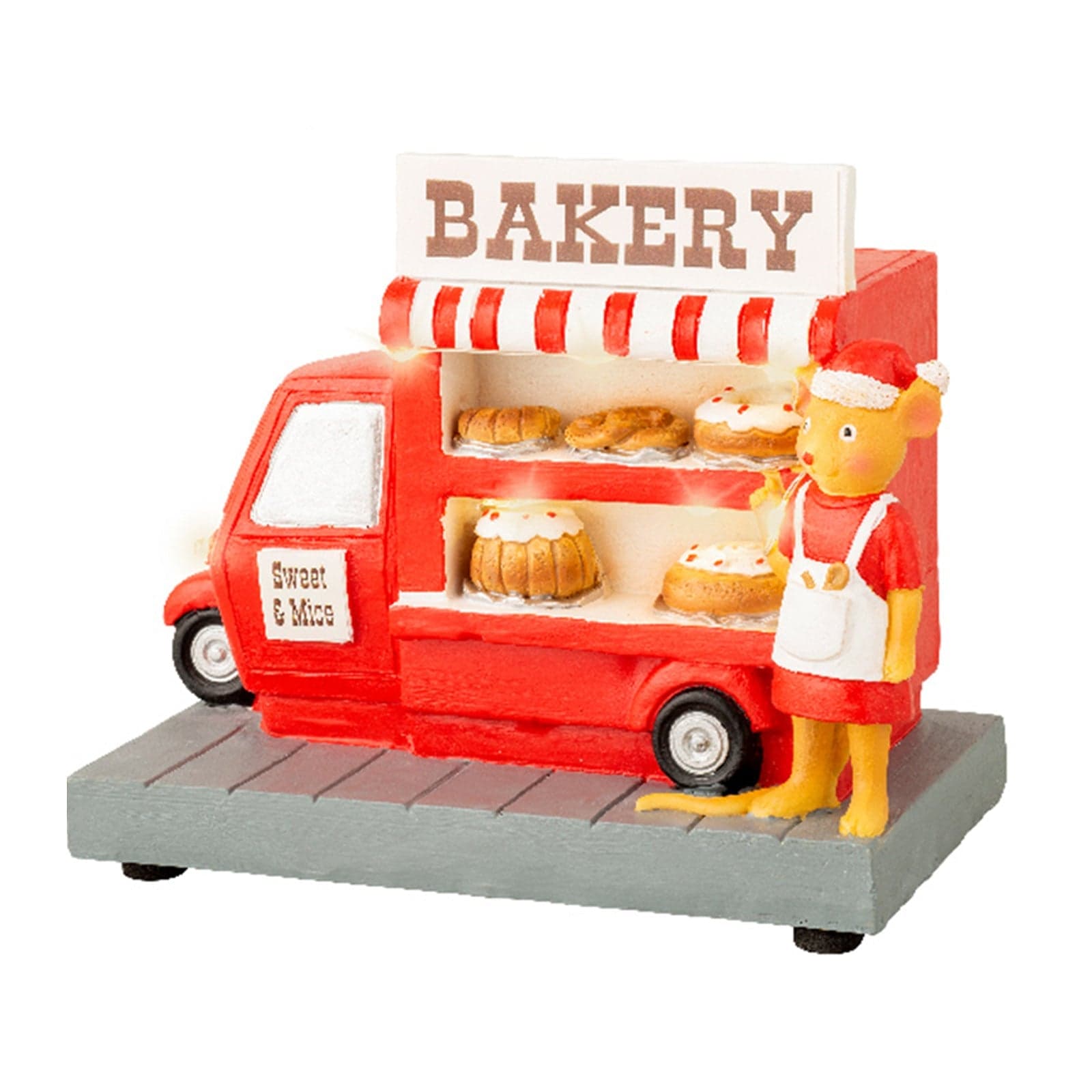 Scena animata "Pasticceria" per villaggio di Natale con personaggi h 11.5 cm - 2
