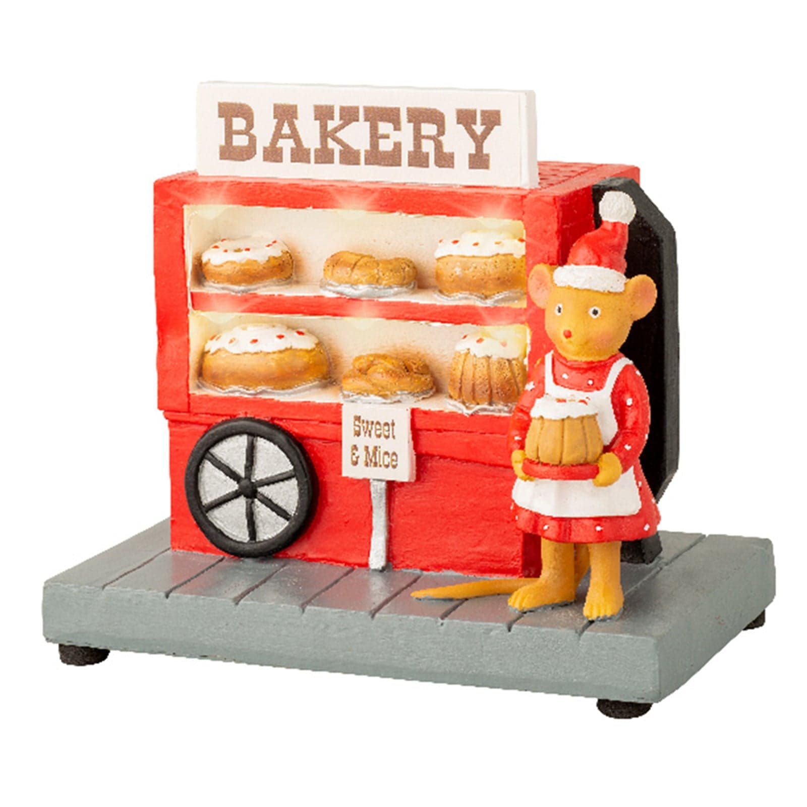 Scena animata "Pasticceria" per villaggio di Natale con personaggi h 11.5 cm - 3
