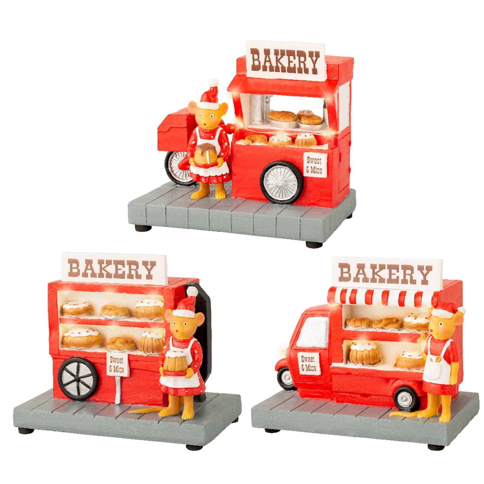 Scena animata "Pasticceria" per villaggio di Natale con personaggi h 11.5 cm - 4