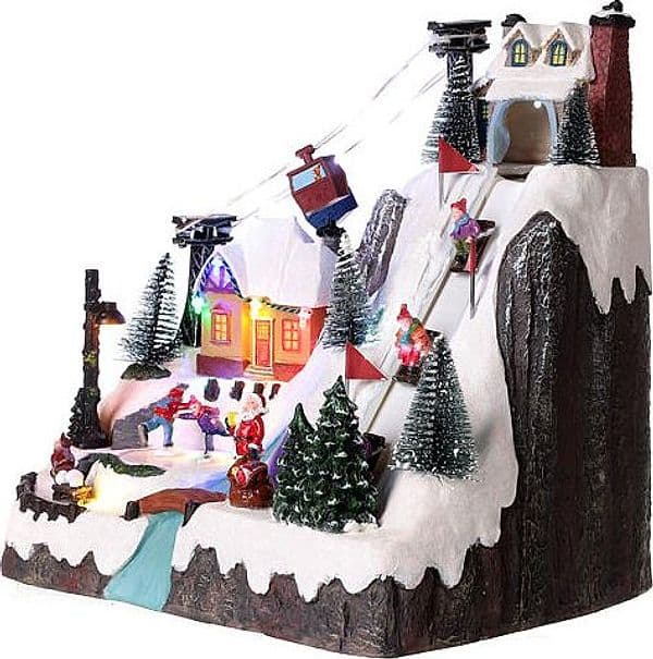 Scena animata con paesaggio di montagna per villaggio di Natale con personaggi h 28 cm - 4
