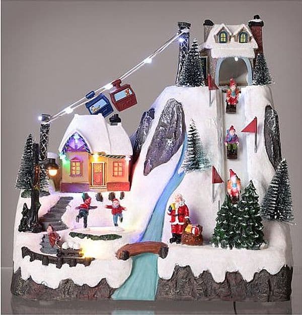 Scena animata con paesaggio di montagna per villaggio di Natale con personaggi h 28 cm - 5