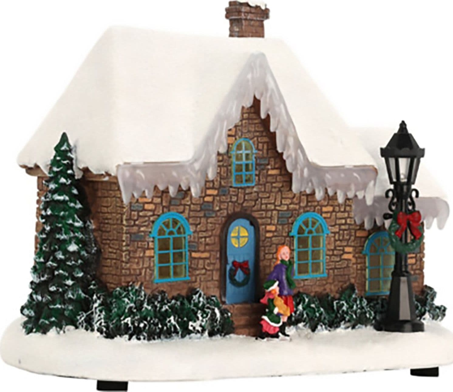 Casa innevata con luci a LED, edificio per villaggio di Natale, da 27 x 17 x 25 cm - 2