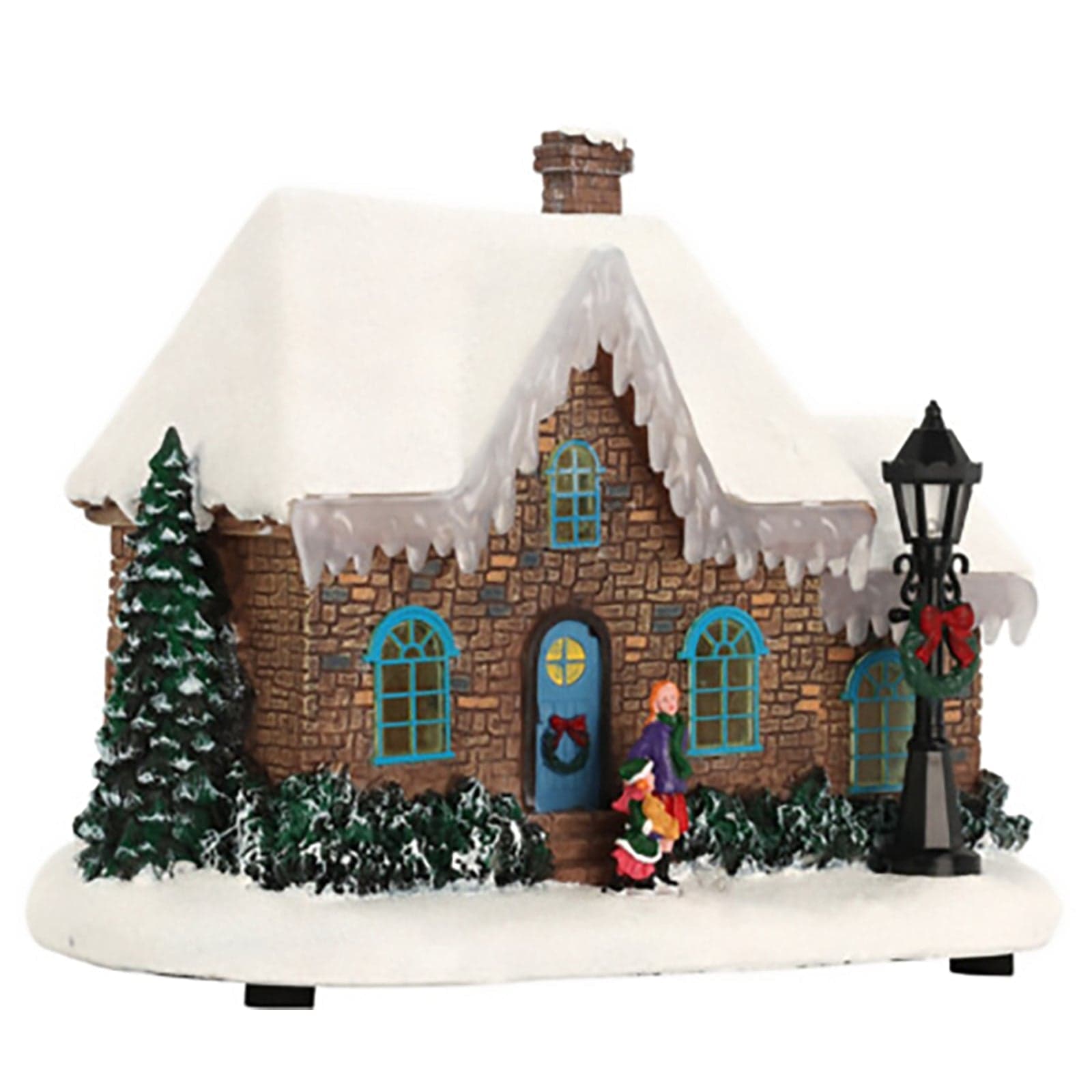 Casa innevata con luci a LED, edificio per villaggio di Natale, da 27 x 17 x 25 cm - 2
