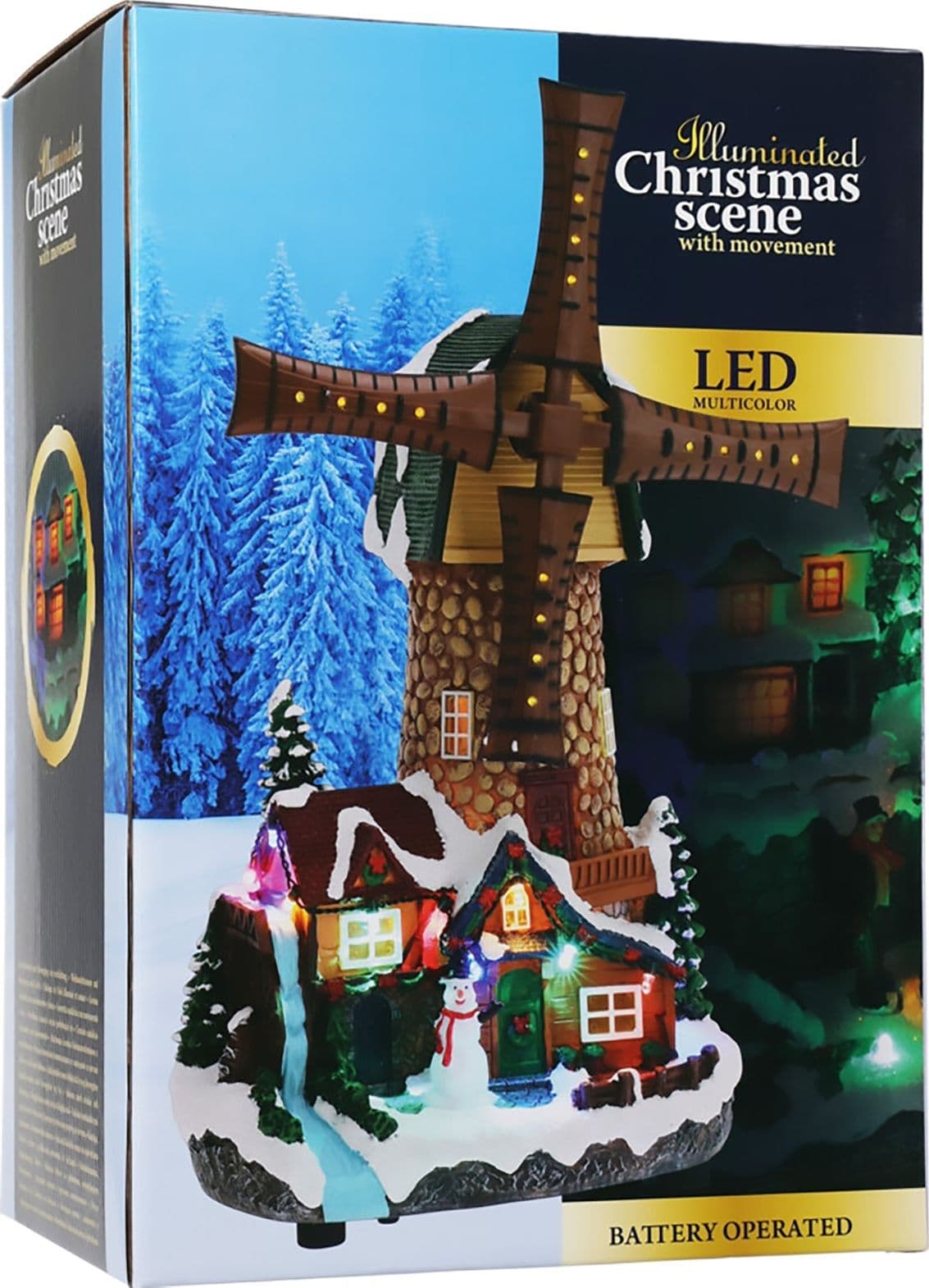 Scena animata Mulino a vento, con LED e movimenti, decorazione per villaggio di Natale - 3