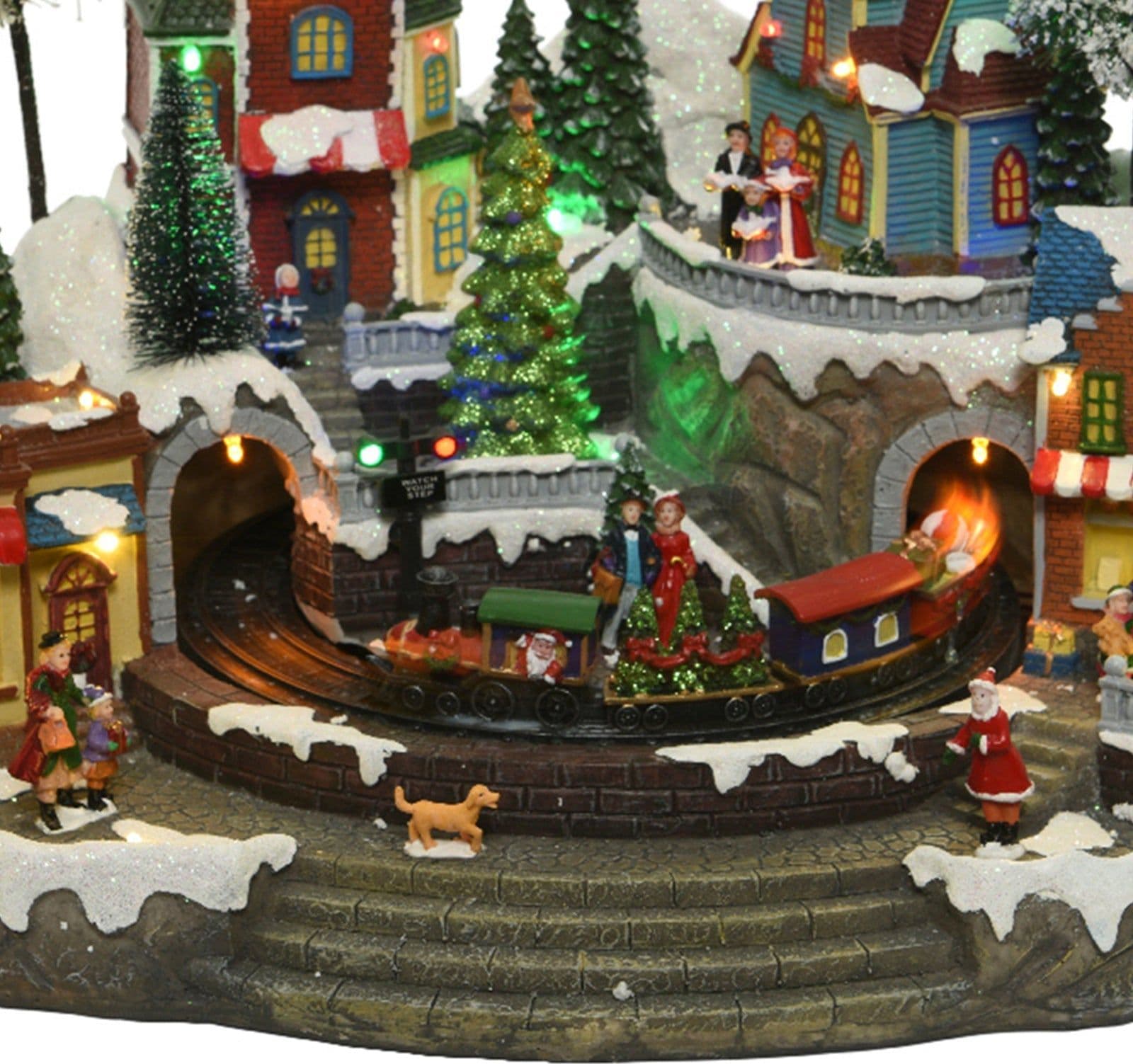 Scena animata a Led con case e albero di natale con luci e movimenti 30 cm - 2
